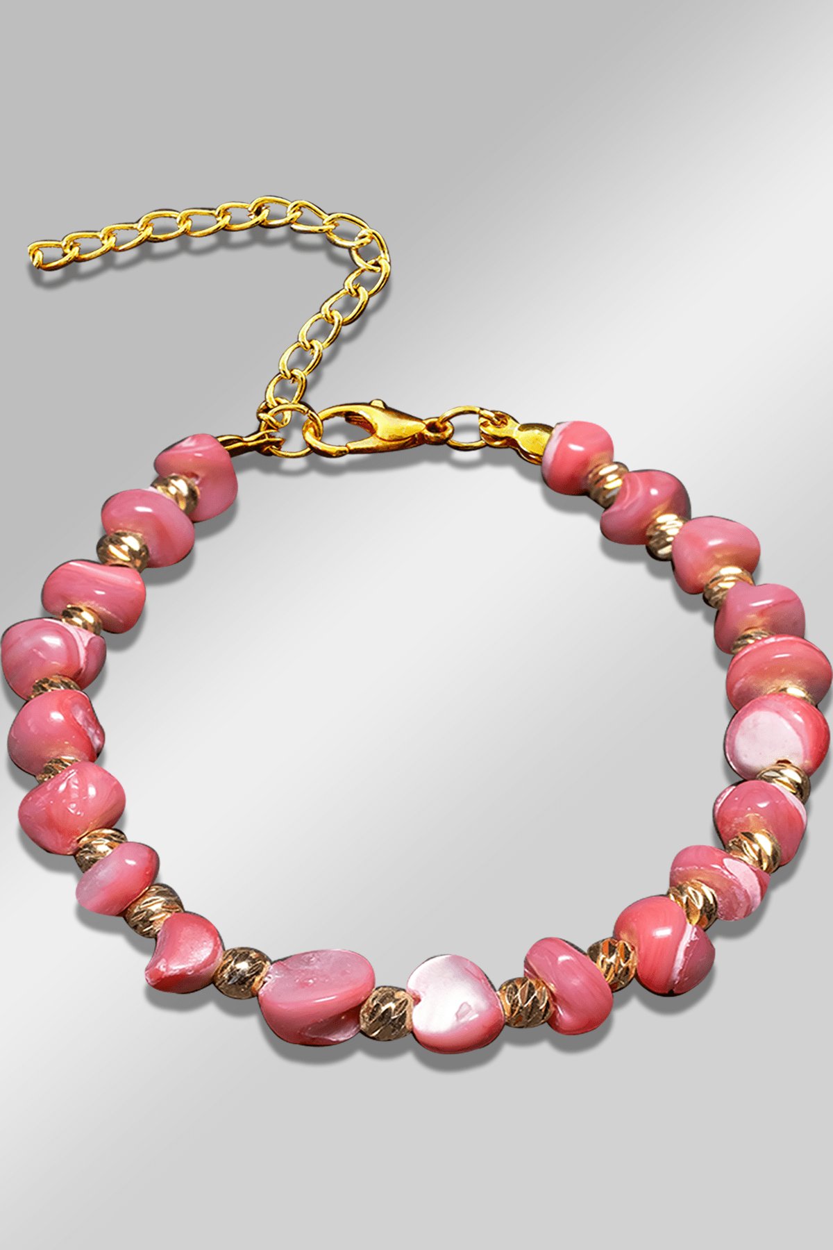 Sertifikalı Amorf Model Pembe Renkli Sedef Taşı Bileklik (Ayarlamalı)