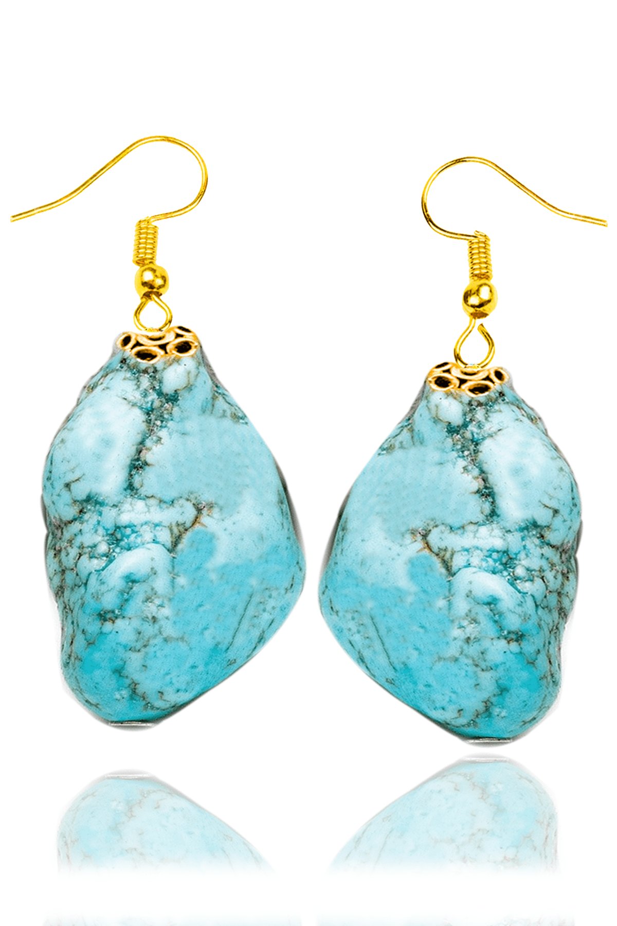 Sertifikalı Gold Ham Işlenmemiş Doğal Firuze Taşı Kolye ve Küpe Seti (Turkuaz Taşı)