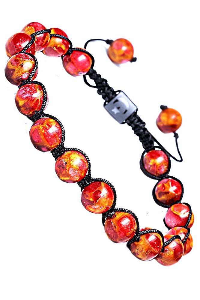 Sertifikalı Makrome Kırmızı Doğal Opalit Taşı Bileklik