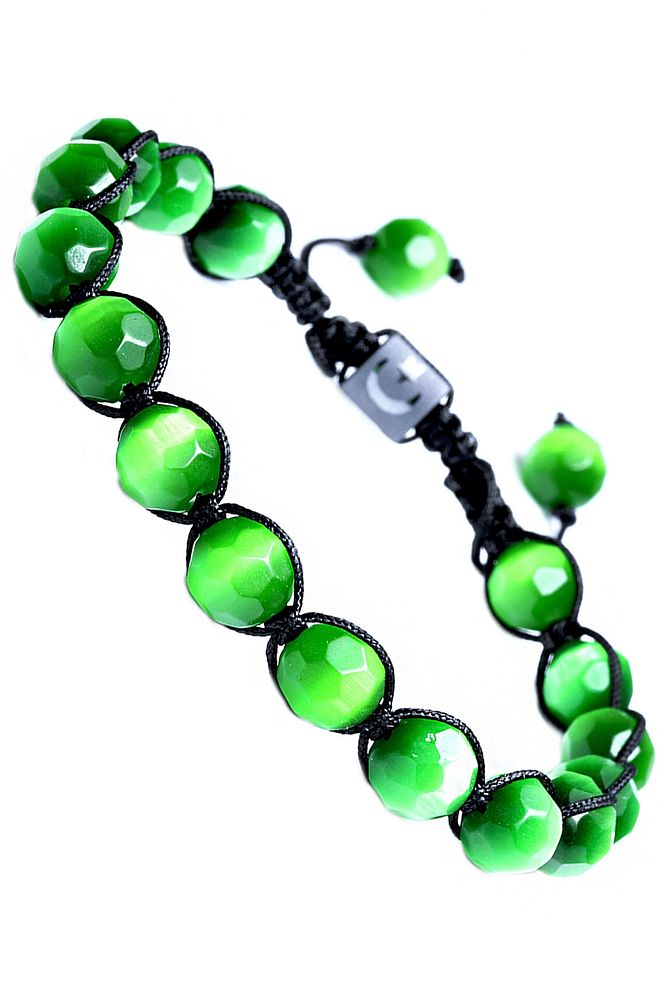 Sertifikalı Yeşil Doğal Kedi Gözü Taşı Bileklik