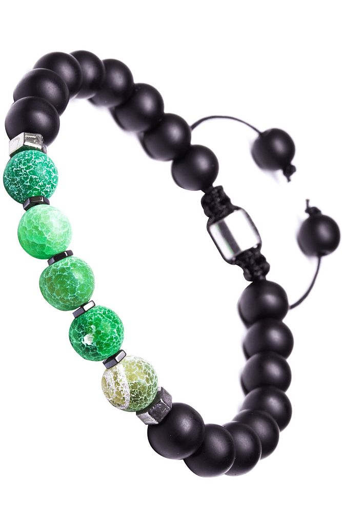 Sertifikalı Makrome Oniks Buz Yeşil Akik Taşı Bileklik