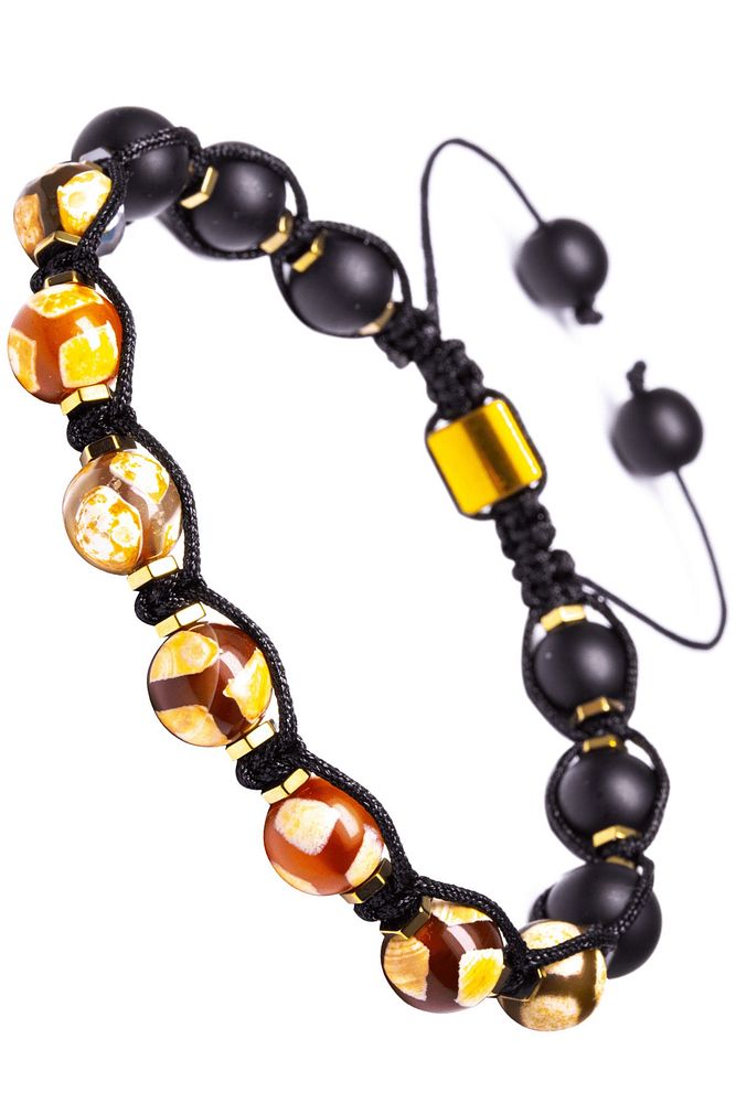 Sertifikalı Makrome Oniks Kırmızı Akik Taşı Bileklik