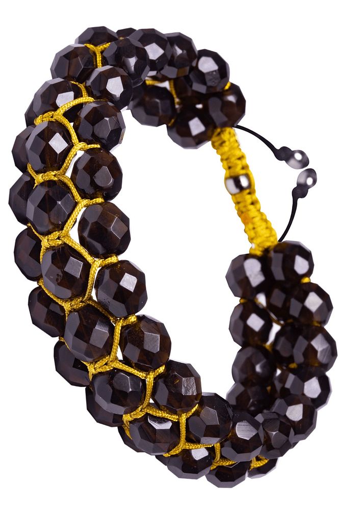 Sertifikalı Hardal Makrome Doğal Dumanlı Kuvars Taşı Bileklik