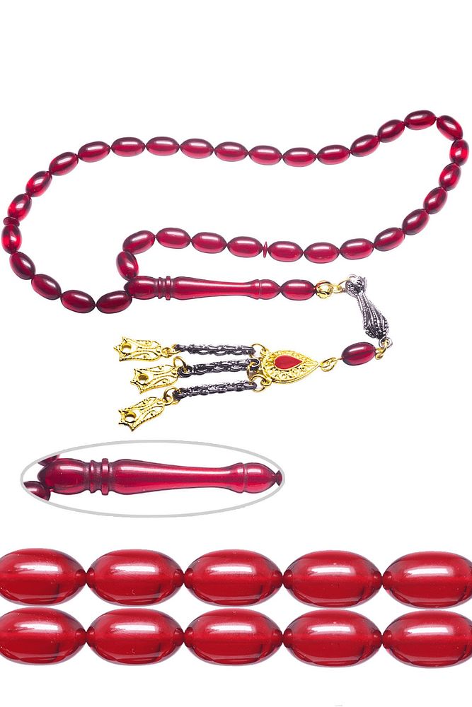 Sertifikalı Kırmızı Renk Ateş Kehribar Tesbih