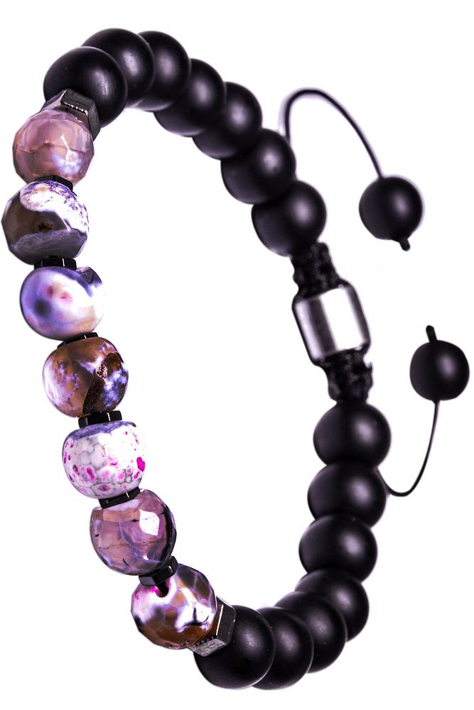 Sertifikalı Doğal Oniks Ametist Taşı Bileklik