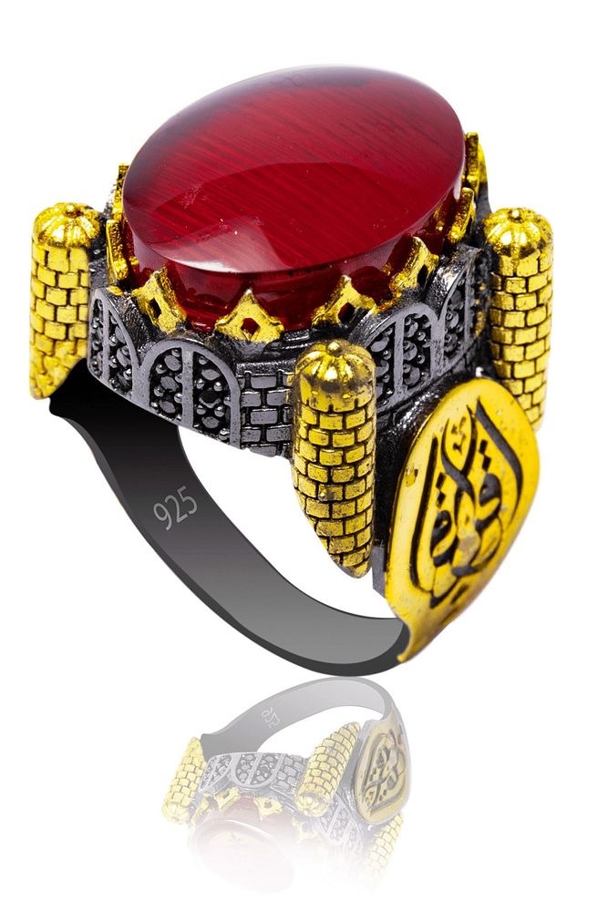 Sertifikalı Sultan Ahmet Cami Doğal Akik Taşlı Gümüş Yüzük