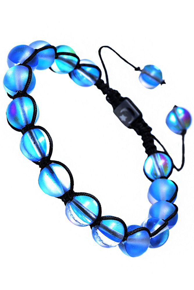 Sertifikalı Makrome Mavi Doğal Termal Kuvars Taşı Bileklik