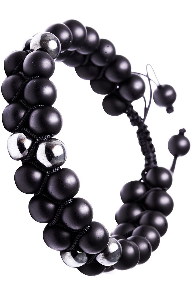 Sertiifkalı Doğal Hematit Oniks Taşı Bileklik