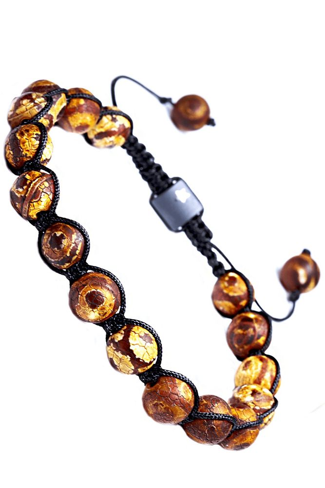 Sertifikalı Makrome Tibet Doğal Akik Taşı Bileklik