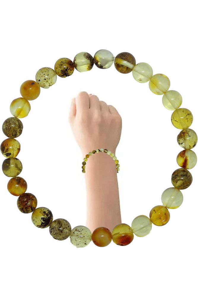 Fosilli Doğal Damla Kehribar Bileklik