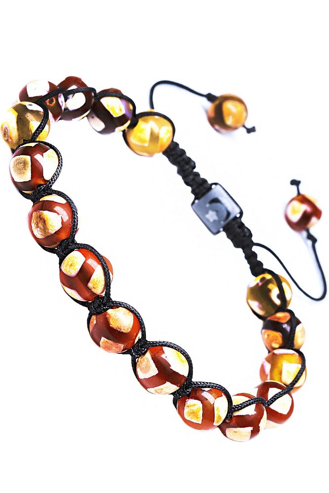 Sertifikalı Makrome Kahverengi Kırmızı Doğal Akik Taşı Bileklik