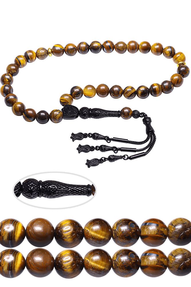 Sertifikalı Kararmaz Püskül Doğal Kaplan Gözü Taşı Tesbih