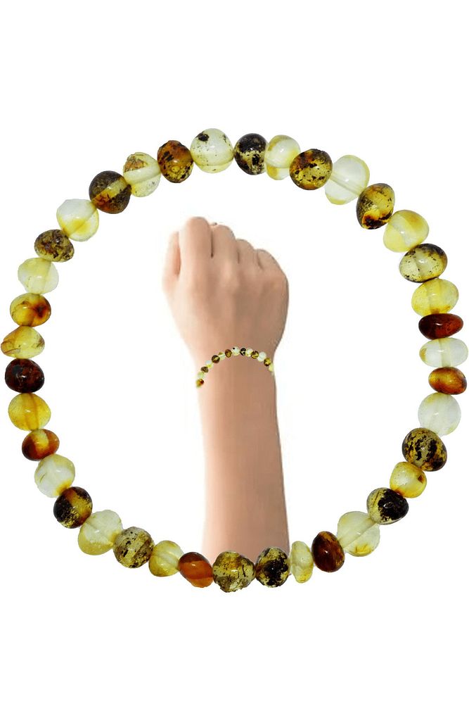 Sertifikalı Yetişkin Toprak Fosilli Doğal Damla Kehribar Bileklik