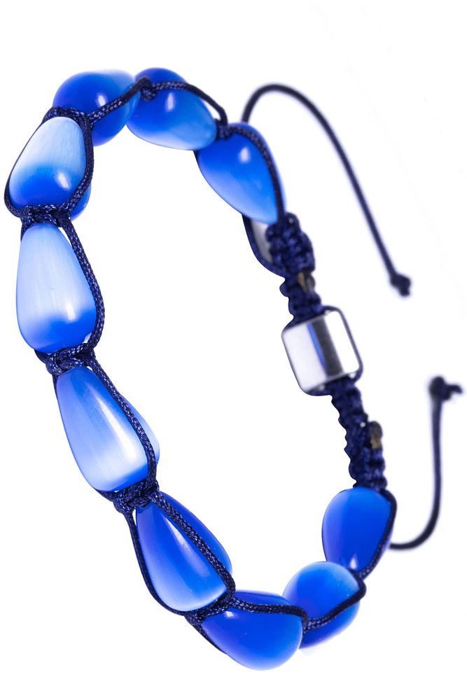 Sertifikalı Mavi Makrome Kedi Gözü Taşı Bileklik