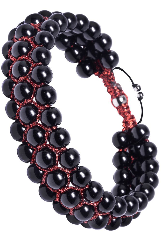 Sertifikalı Üçlü Kırmızı Makrome Parlak Doğal Oniks Taşı Bileklik