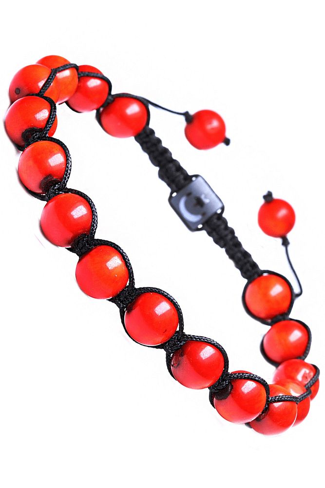 Makrome Kırmızı Mercan Bileklik