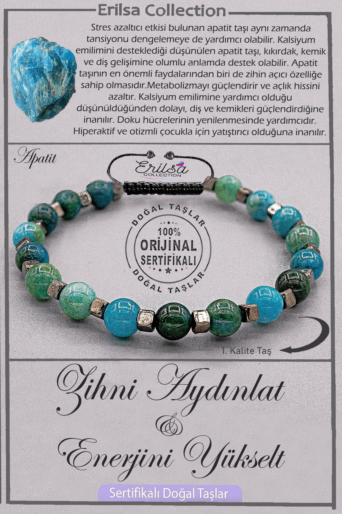 Sertifikalı AAA+ Kalite Doğal Terahertz - Apatit Taşı Zihni Aydınlat Enerjini Yükselt