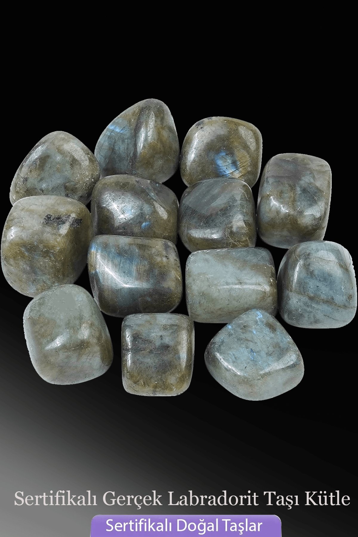 Sertifikalı Tamburlanmış Gerçek Labradorit Taşı Kütle Parça