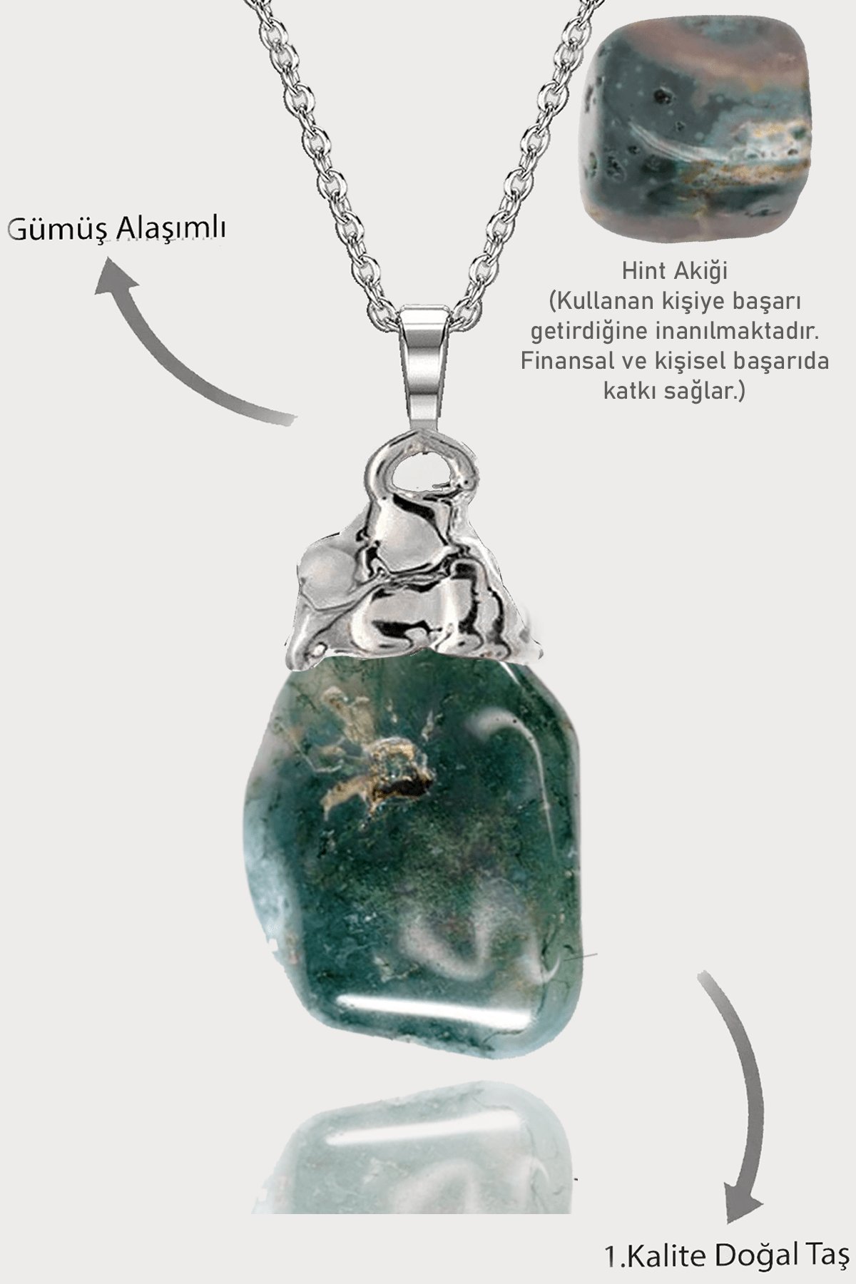 Sertifikalı Ham Hint Akik Taşı Kolye