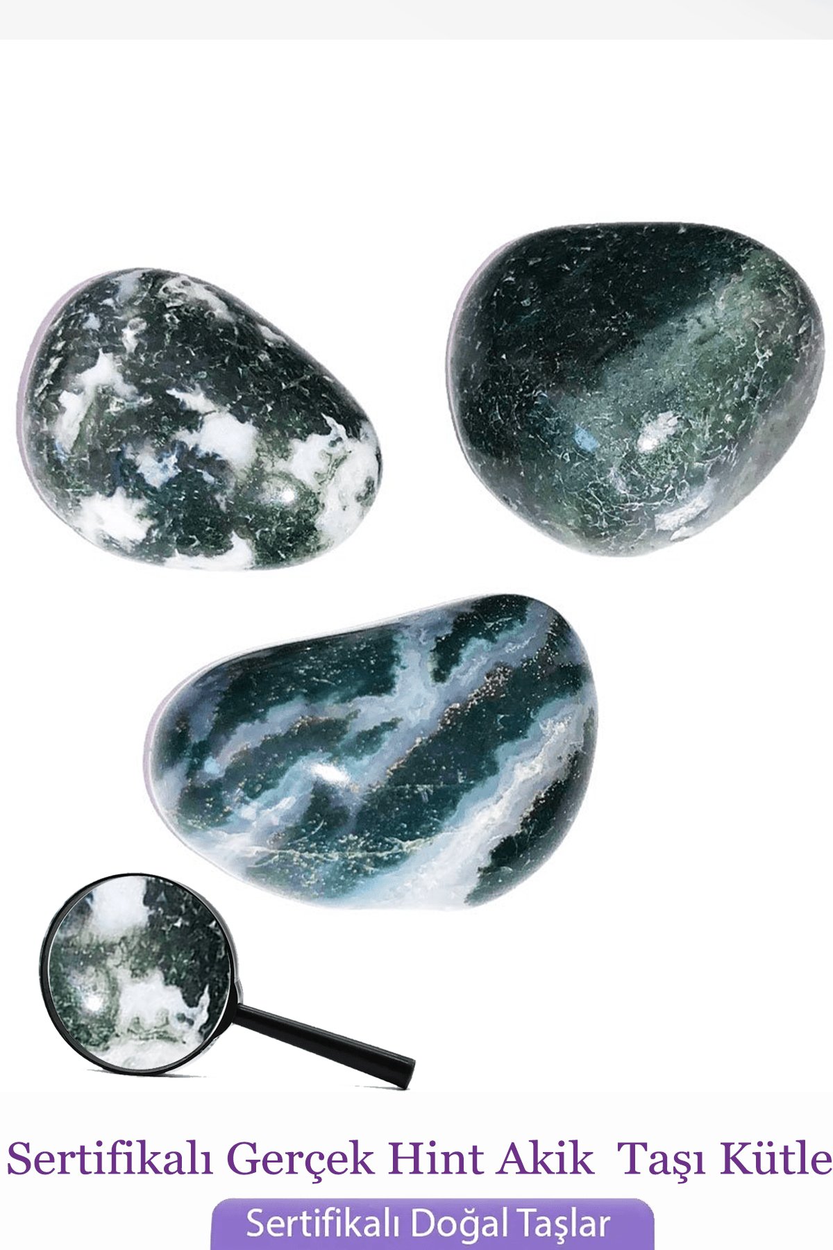 Sertifikalı Gerçek Hint Yosun Akik Taşı Kütle
