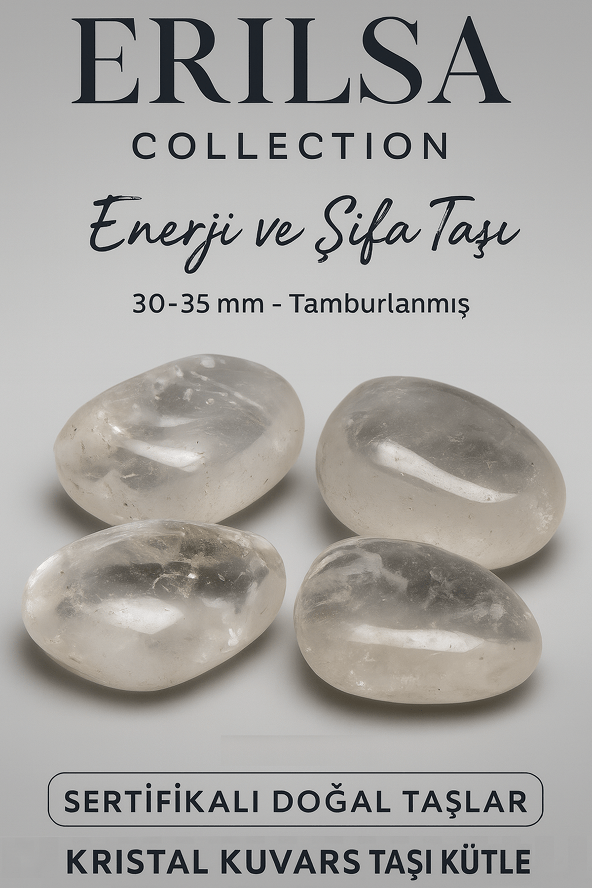 Sertifikalı Tamburlanmış Doğal Kristal Kuvars Taşı Kütle – Enerji ve Şifa Taşı