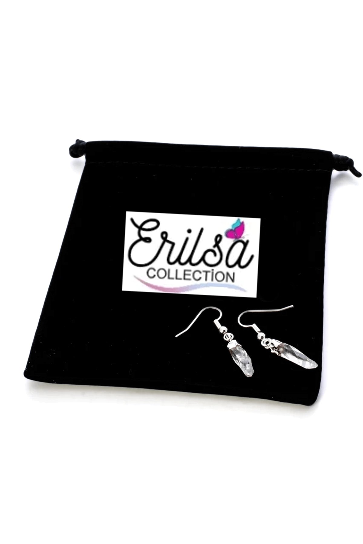 Sertifikalı Ham İşlenmemiş Kristal Kuvars Taşı Küpe