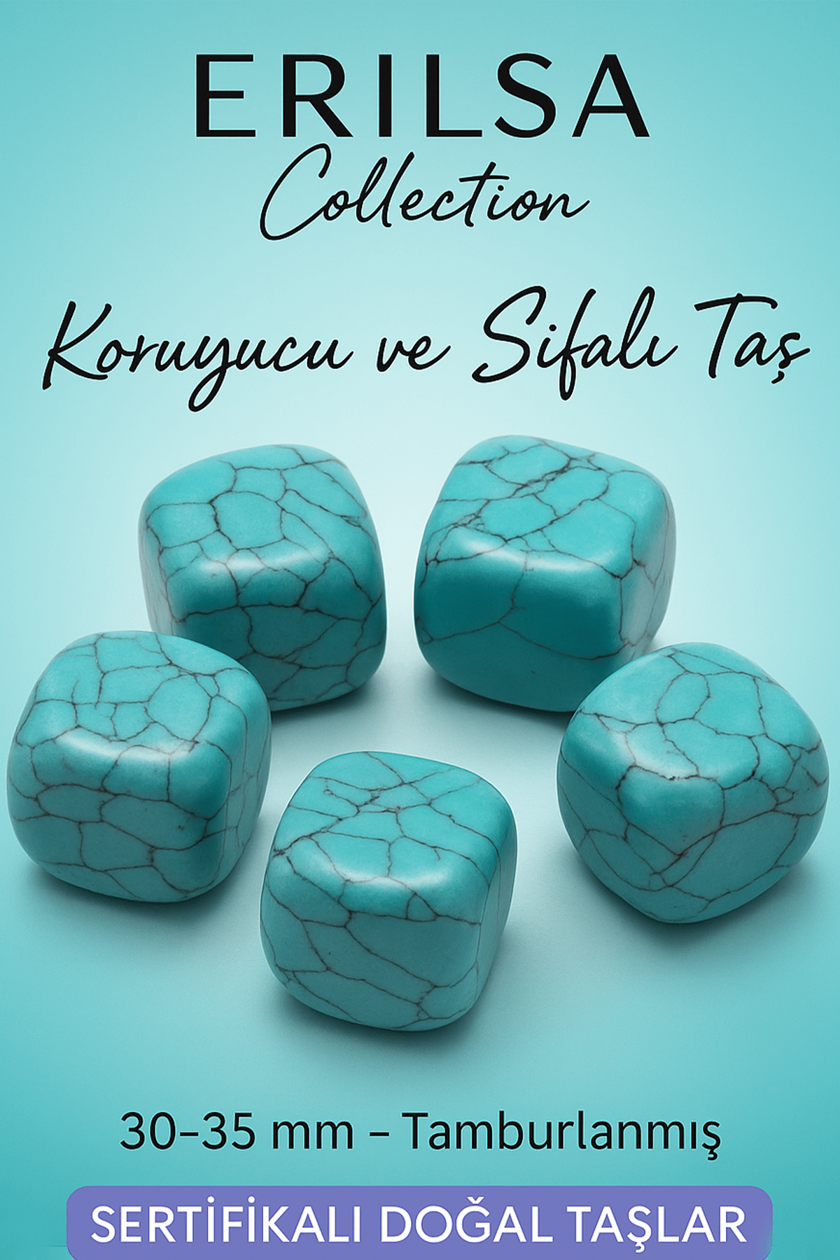 Sertifikalı Tamburlanmış Turkuaz Taşı Kütle – Koruma ve Şifa Taşı