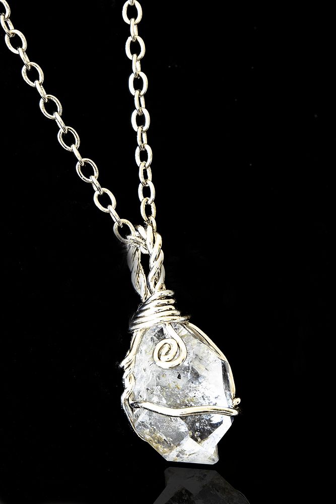 Sertifikalı Ham Herkimer Elması Kuvars Taşı Kolye - Herkimer Diamond