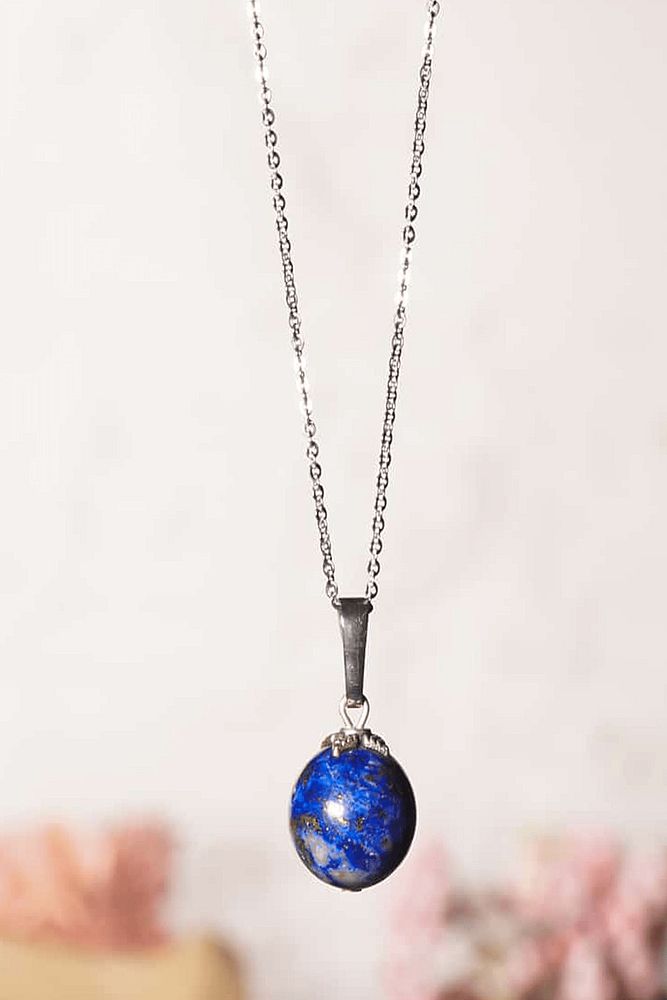 Sertifikalı 1.kalite Lapis Lazuli Taşı Kolye - Gümüş Aparatlı