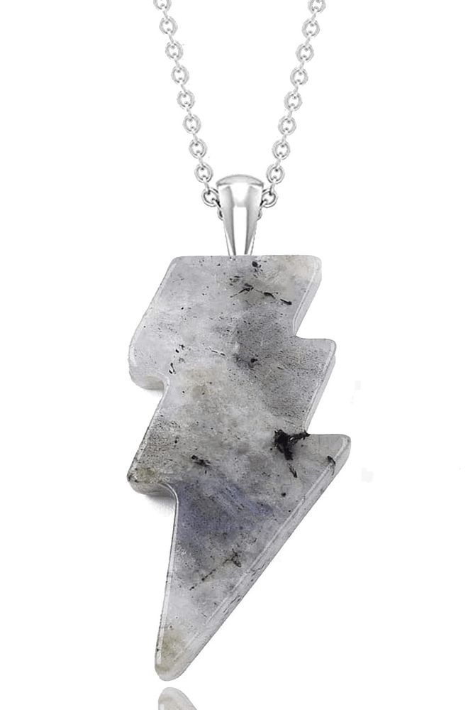 Sertifikalı Şimşek Model Yansımalı Labradorit Taşı Kolye - Aaa+ Kalite