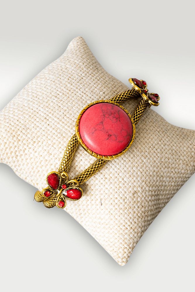 Sertifikalı Tilki Kuyruğu Model Kelebek Kırmızı Havlit Taşı Bileklik - Ayarlamalı