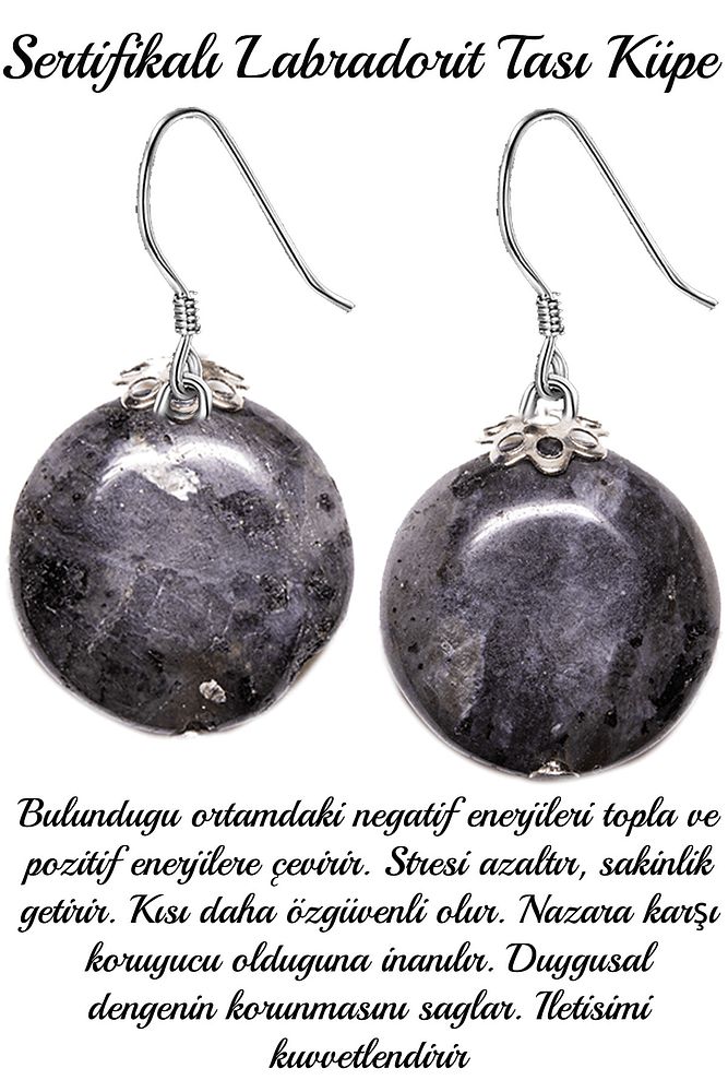 Sertifikalı Aaa+ Kalite Labradorit Taşı Doğal Taş Küpe