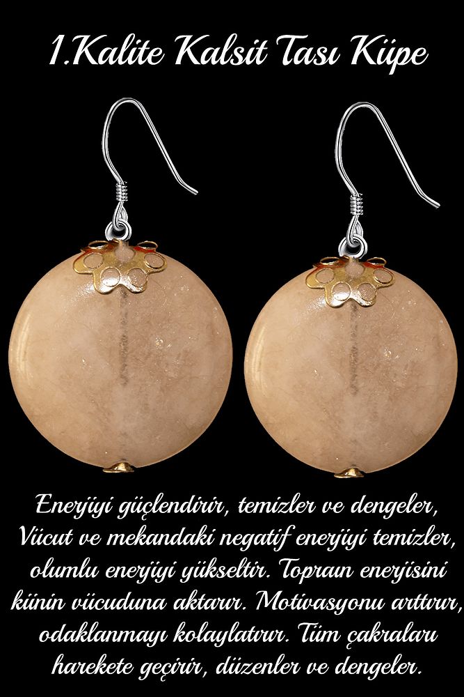 Sertifikalı Kalsit Taşı Doğal Taş Küpe