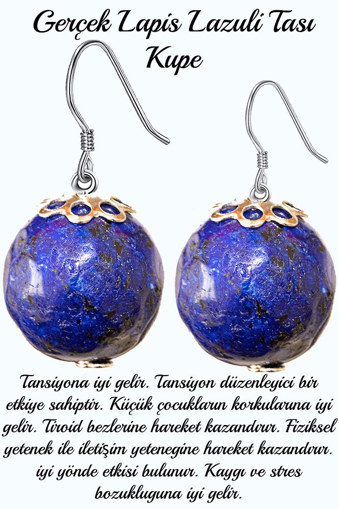 Sertifikalı Lapis Lazuli Taşı Doğal Taş Küpe - Afganistan