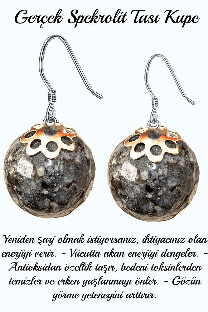 Sertifikalı Spekrolit Taşı Doğal Taş Küpe