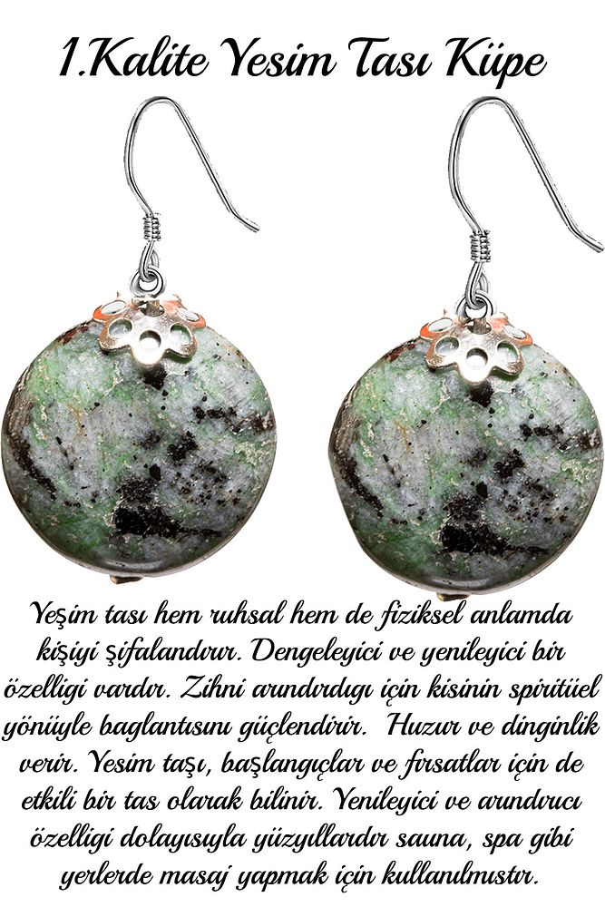 Sertifikalı 1.kalite Yeşim Taşı Doğal Taş Küpe (MEKSİKA)