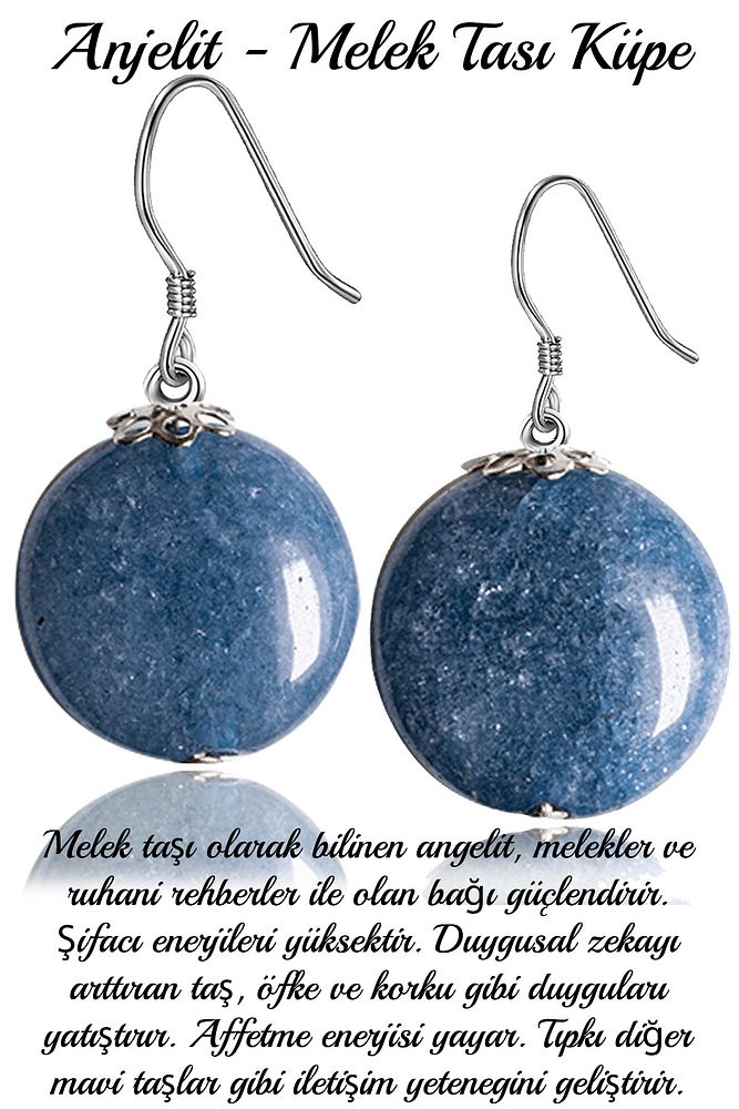 Sertifikalı Anjelit - Angelite Melek Taşı Küpe