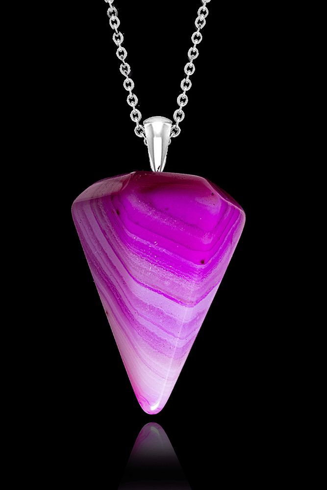 Sertifikalı Damarlı Pembe Akik Taşı Pandül Kolye