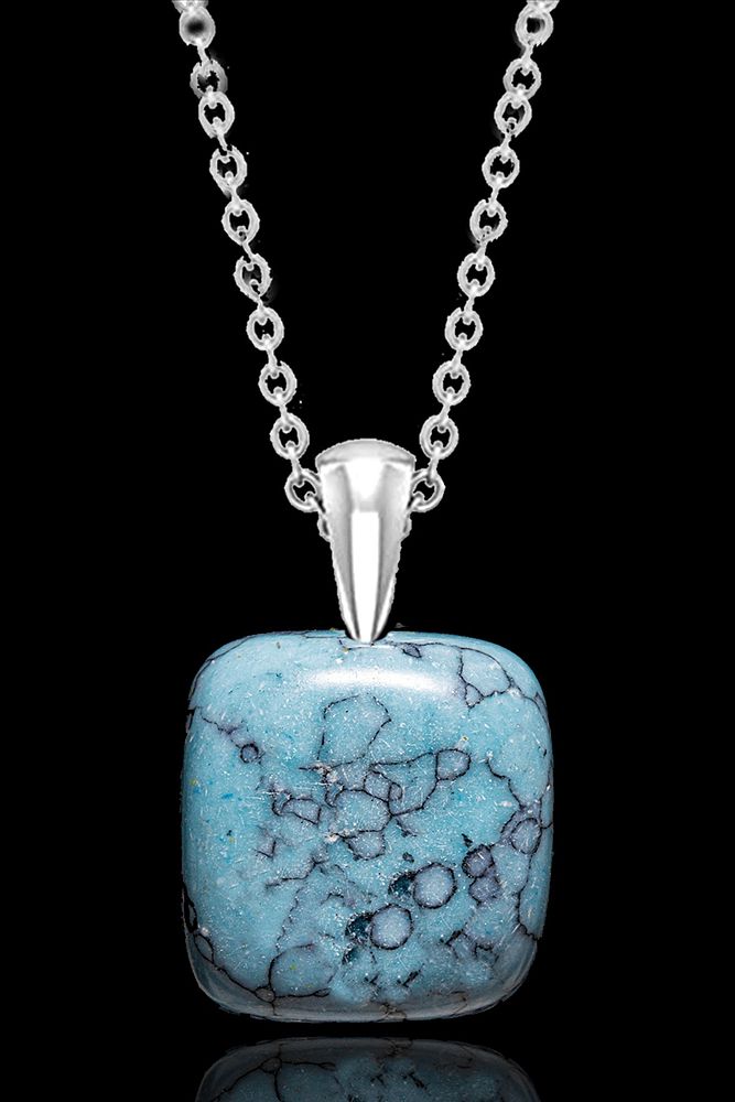 Sertifikalı Ham Işlenmemiş Turkuaz Taşı Kolye - Meksika