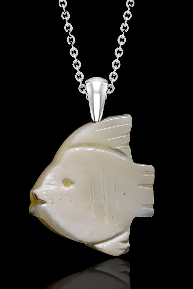 Sertifikalı Hakiki Balık Kesim Sedef Taşı Kolye