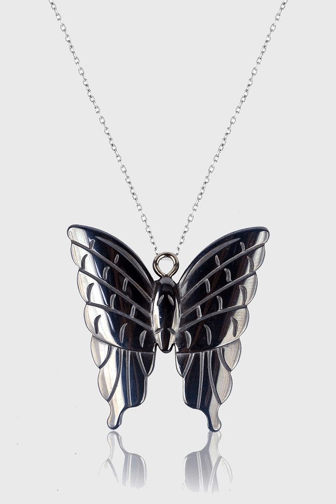 Sertifikalı AAA+ Kelebek Model Doğal Taş Hematit Taşı Kolye
