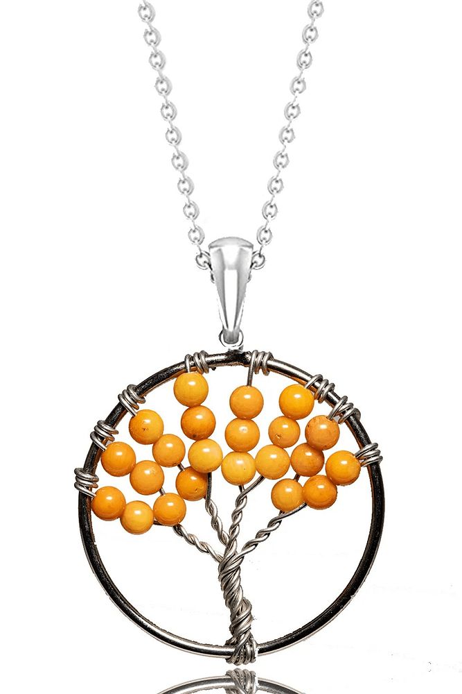 Sertifikalı Kalsit Taşı Hayat Ağacı Kolye