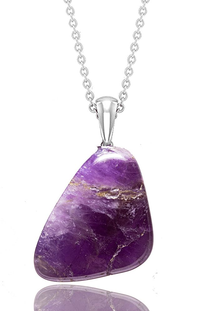Sertifikalı Ham Ametist Taşı Kolye