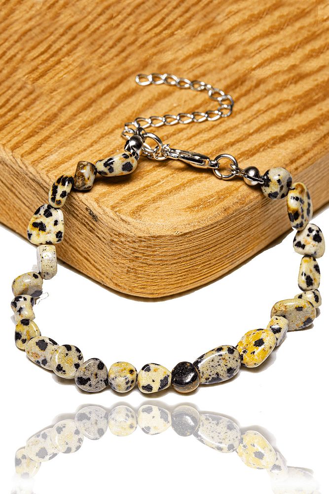 Sertifikalı Benekli Dalmaçya Bıldırcın Jasper Taşı Bileklik
