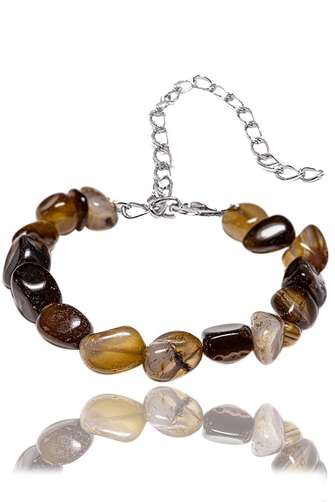 Sertifikalı Tamburlanmış Ham Kahverengi Akik Taşı Bileklik