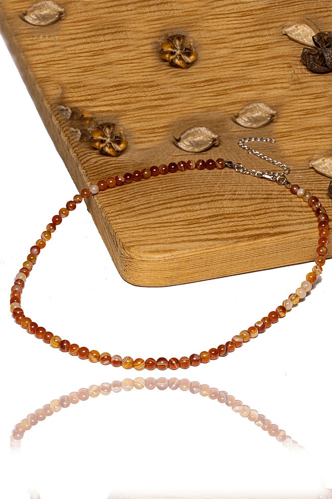 Sertifikalı Aaa Kalite Karneol - Karnelyan Akik Taşı Dizi Kolye