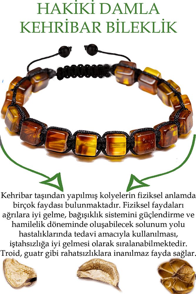 Üretici Sertifikalı Küp Kesim Vişne Çürüğü Doğal Damla Kehribar Bileklik