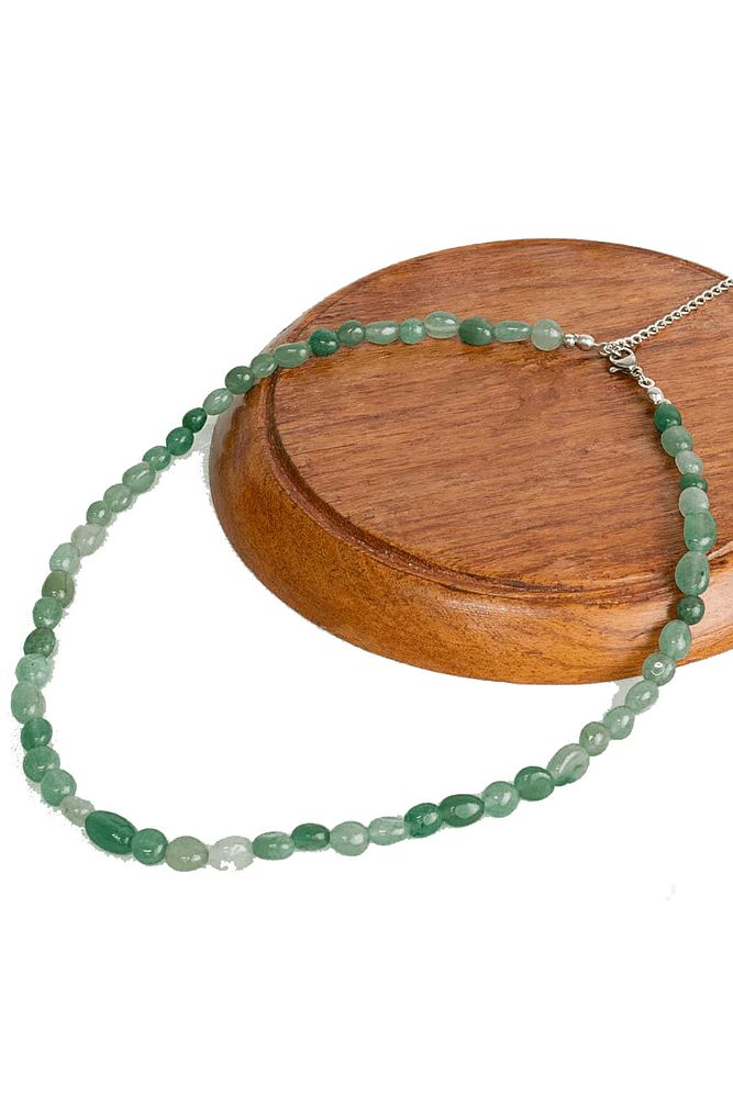 Sertifikalı Amorf Kesim Aventurin Taşı Kadın Kolyesi - 1.kalite