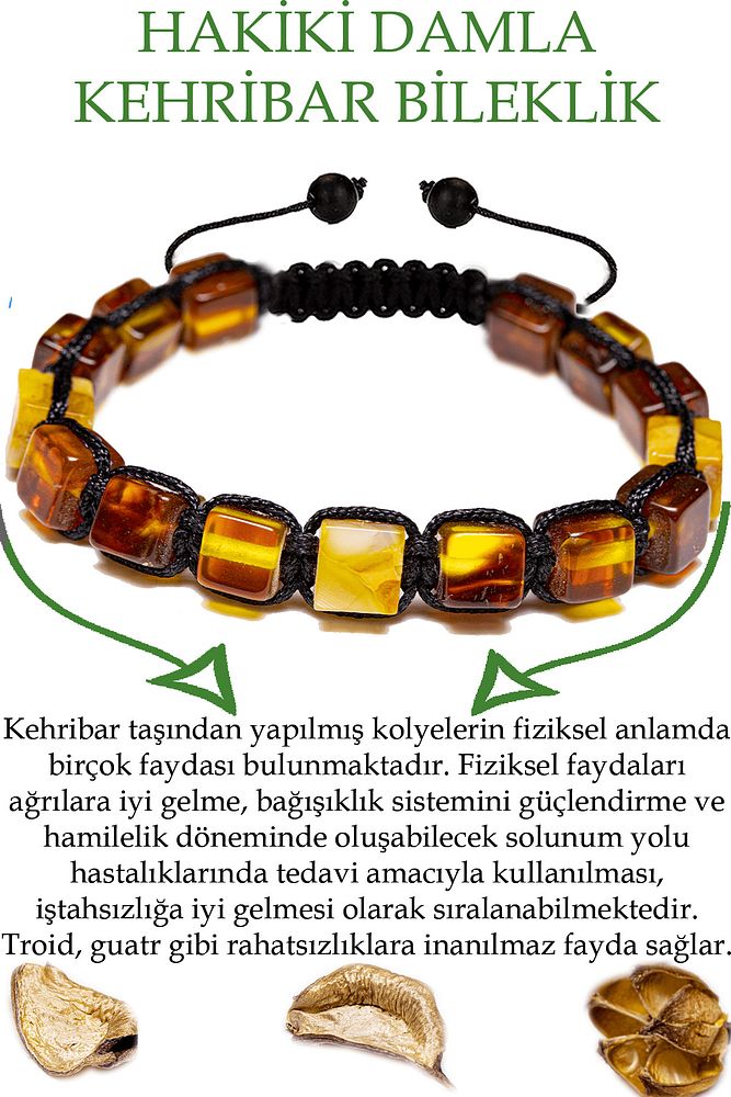 Üretici Sertifikalı Küp Kesim Vişne Çürüğü - Sarı Doğal Damla Kehribar Bileklik (ukrayna)