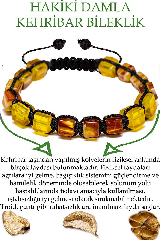 Üretici Sertifikalı Küp Kesim Vişne Şeffaf Sarı Doğal Damla Kehribar Bileklik